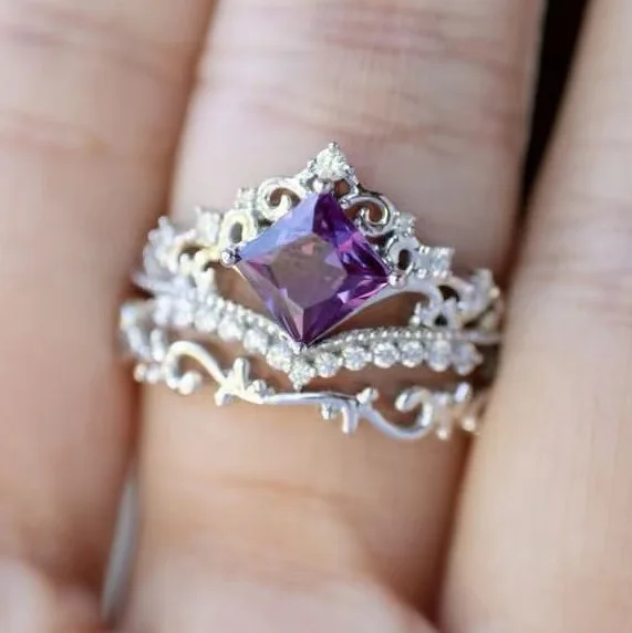Elegant Purple Zircon Cocktail Ring for Women 5 Elegant Purple Zircon Cocktail Ring for Women - Image 5