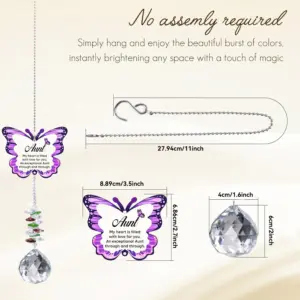 Elegant Purple Butterfly Crystal Suncatcher for Windows 7 S856bc33f3d7742ebacfce24aa95dda76z