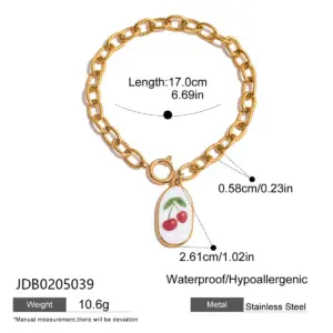 Fruit-Themed Stainless Steel Bracelet 15 S85979b1d58f94b74a7d3a260349b9bf0G