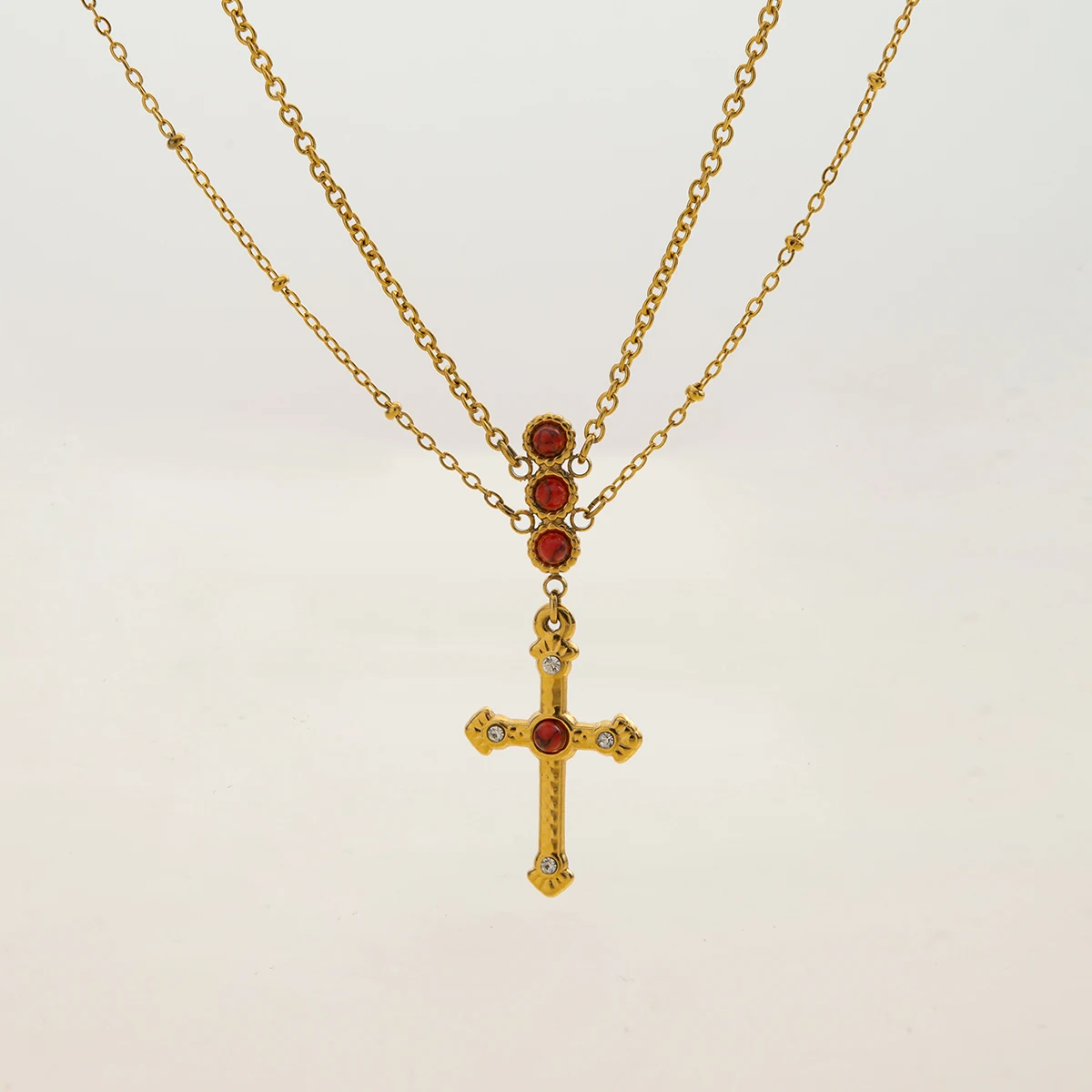 Elegant Gold Stainless Steel Cross Necklace 6 Elegant Gold Stainless Steel Cross Necklace - Image 6