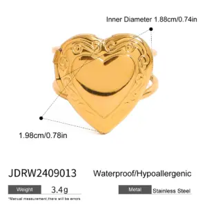 Stainless Steel Heart Ring with Gold Finish 15 S85cc4e16e4c64b00aad896cec52dcd4ad