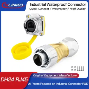 Outdoor Rugged IP67 Yellow RJ45 Ethernet Connector