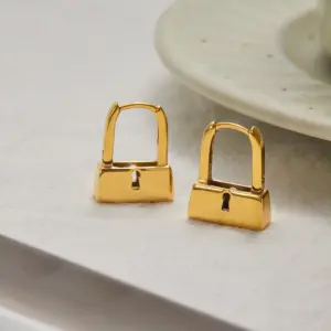 Stainless Steel Lock-Shaped Gold Hoop Earrings 10 S85dc1bda9b10425bb24e2e3e03701907k