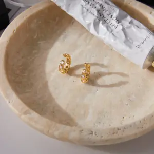 Stainless Steel Gold & Zircon C-Shape Earrings 10 S862a4c5f777a4dcd85b8a6bfcb8cbac0I