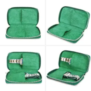 Black Leather Watch Organizer Pouch for 2 Watches 14 S867056be93964e40975274e83dd86a25R