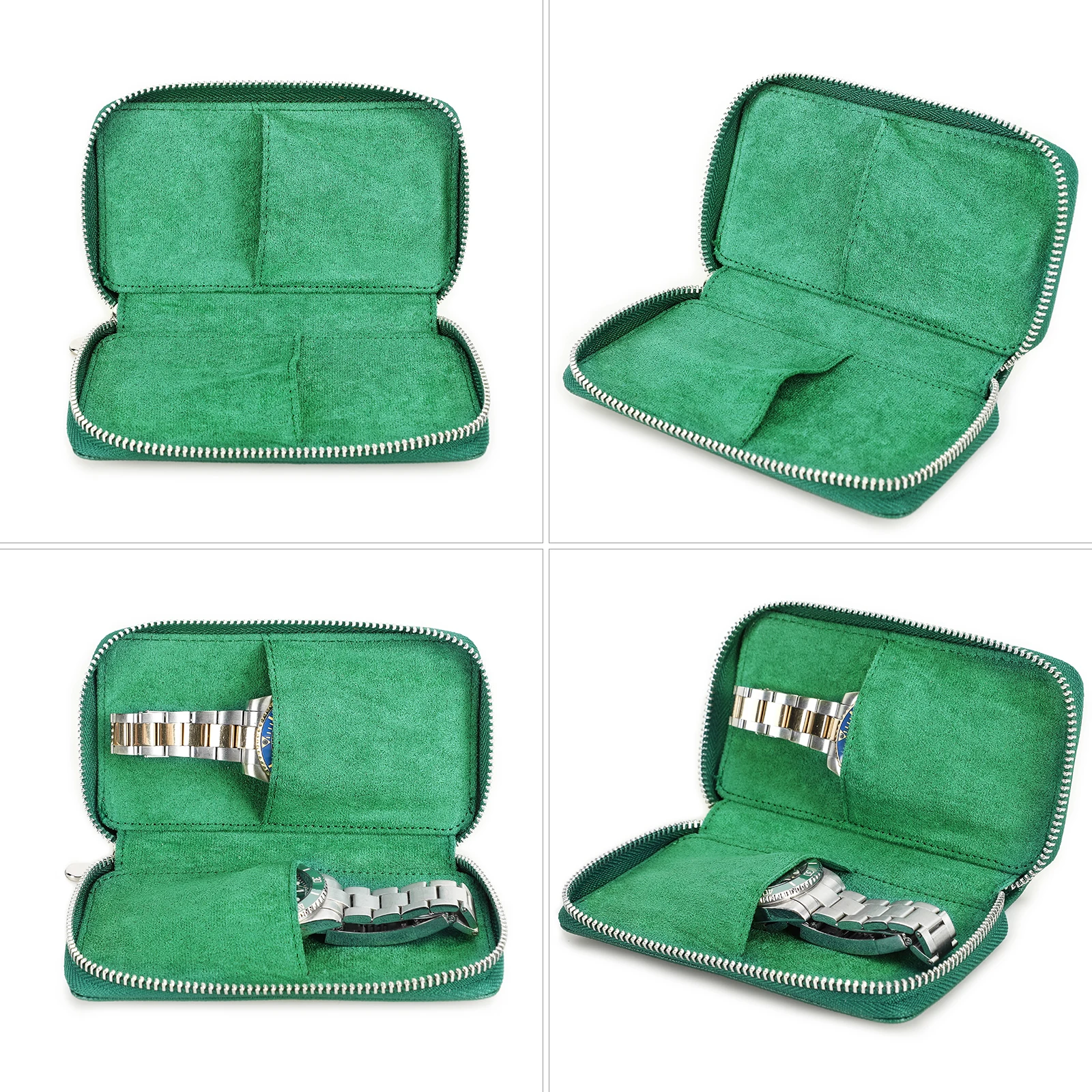 Black Leather Watch Organizer Pouch for 2 Watches 5 Black Leather Watch Organizer Pouch for 2 Watches - Image 5