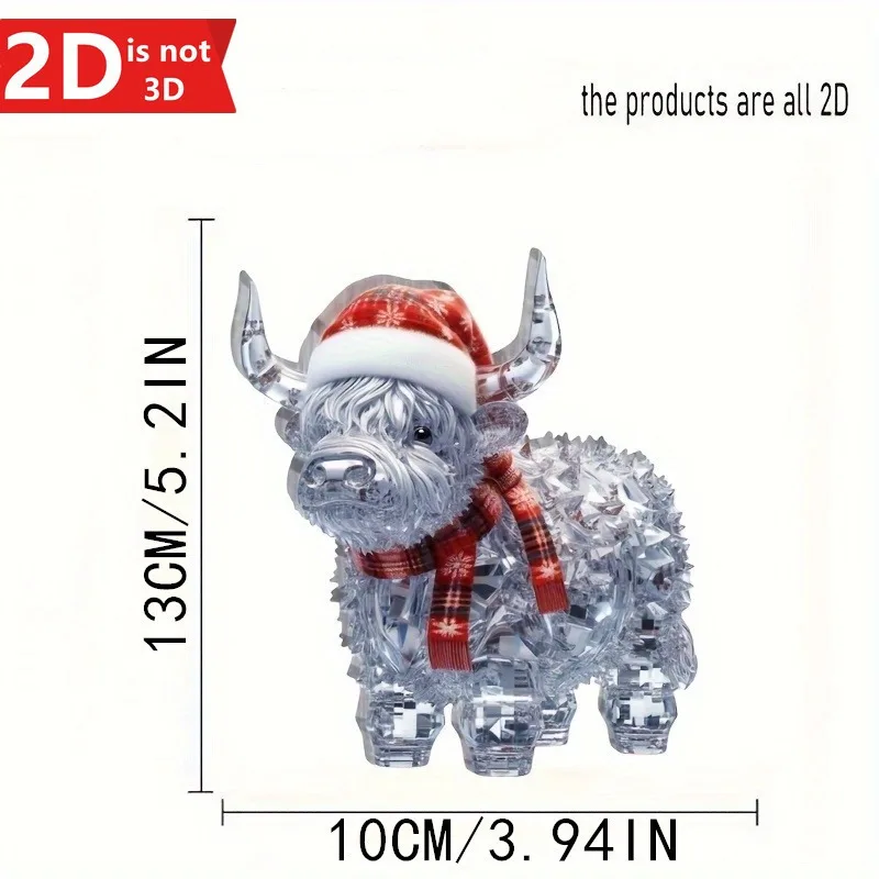 Highland Cow Christmas Figurine in Crystal Finish 2 Highland Cow Christmas Figurine in Crystal Finish - Image 2