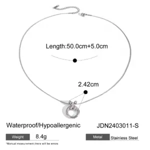 Stainless Steel Women's Circular Pendant Necklace 16 S86b7f62c3e4a4eaba77fcdce6d210efdT