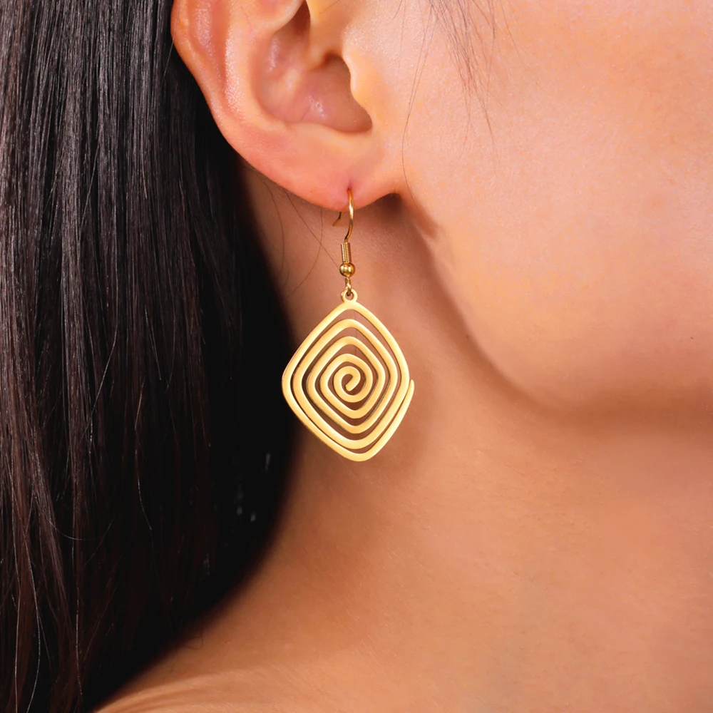 Stainless Steel Geometric Spiral Earrings 3 Stainless Steel Geometric Spiral Earrings - Image 3