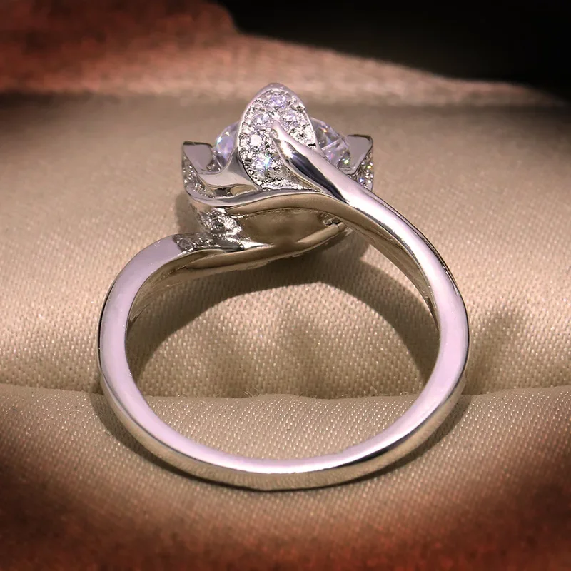 Elegant Silver Zircon Cocktail Ring for Women 2 Elegant Silver Zircon Cocktail Ring for Women - Image 2