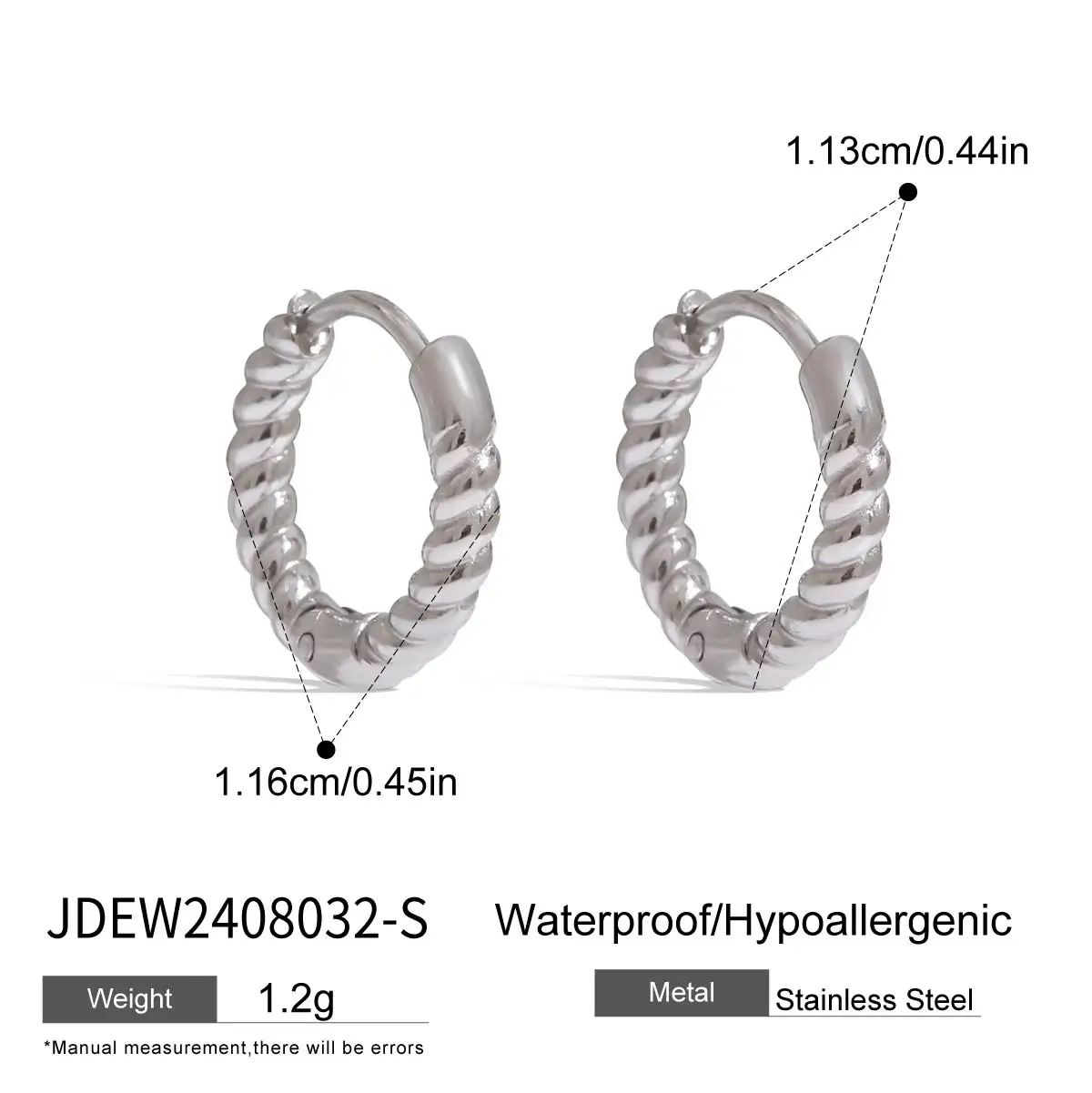 Stainless Steel 12mm Hoop Earrings 8 Stainless Steel 12mm Hoop Earrings - Image 8