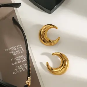 Stainless Steel Moon-Shaped Earrings 10 S86dbf39293894728b3497ce8671df4f0q