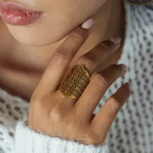 Stainless Steel Gold Geometric Ring for Women 9 S86e41d2508c6449a9c9901dd0cdb4deci