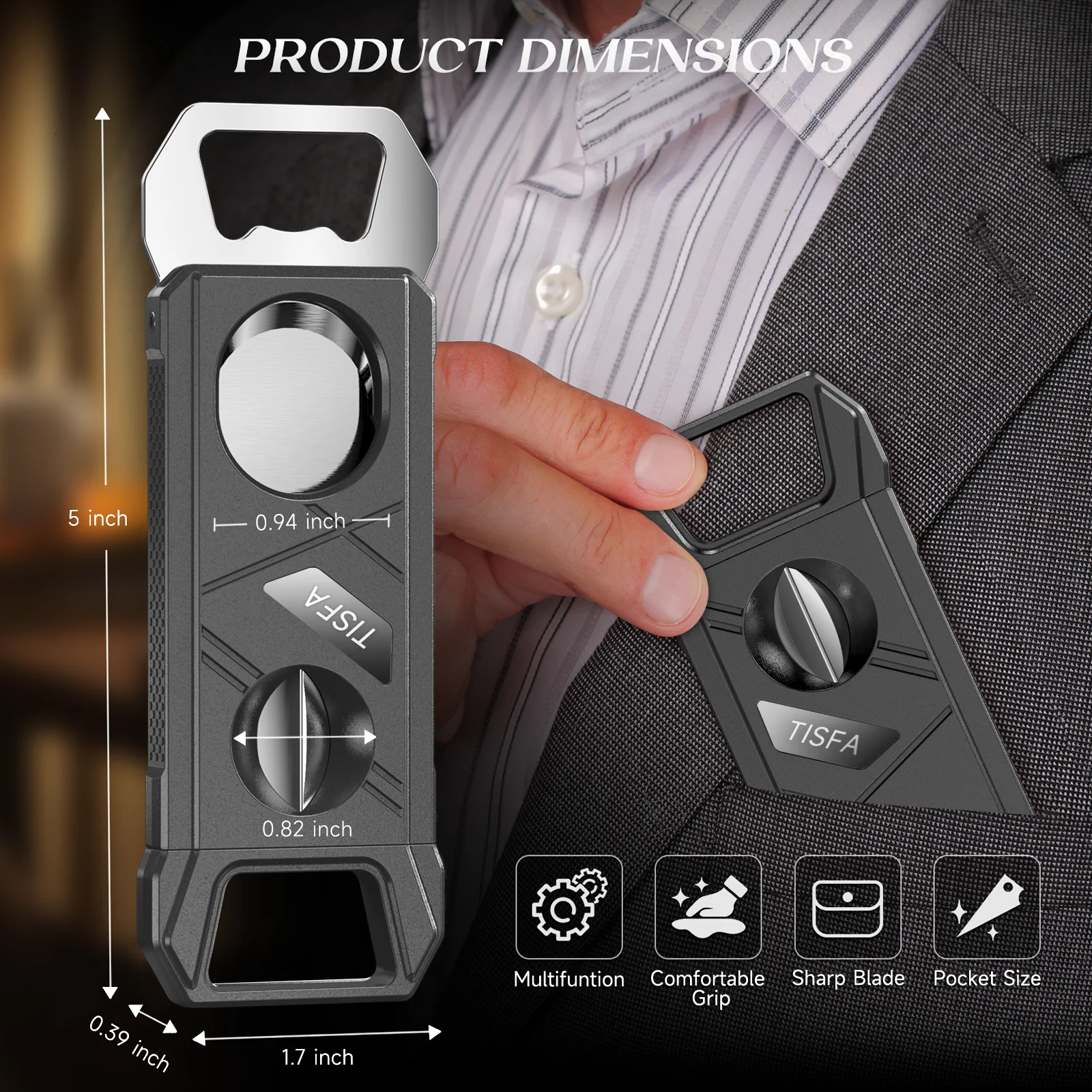 Multifunctional Stainless Steel Cigar Cutter 3 Multifunctional Stainless Steel Cigar Cutter - Image 3