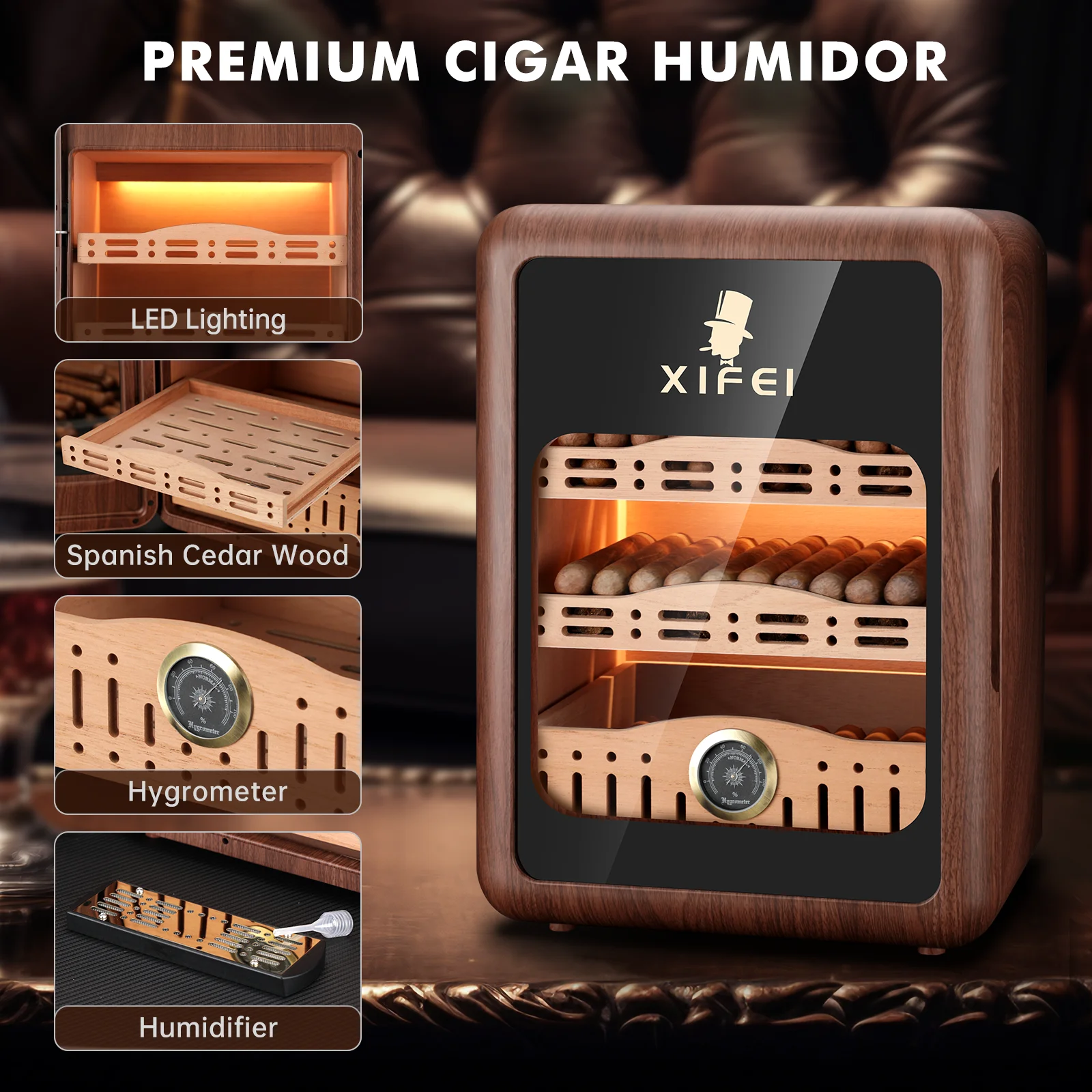 Elegant Wooden Cigar Humidor by BrandX 2 Elegant Wooden Cigar Humidor by BrandX - Image 2