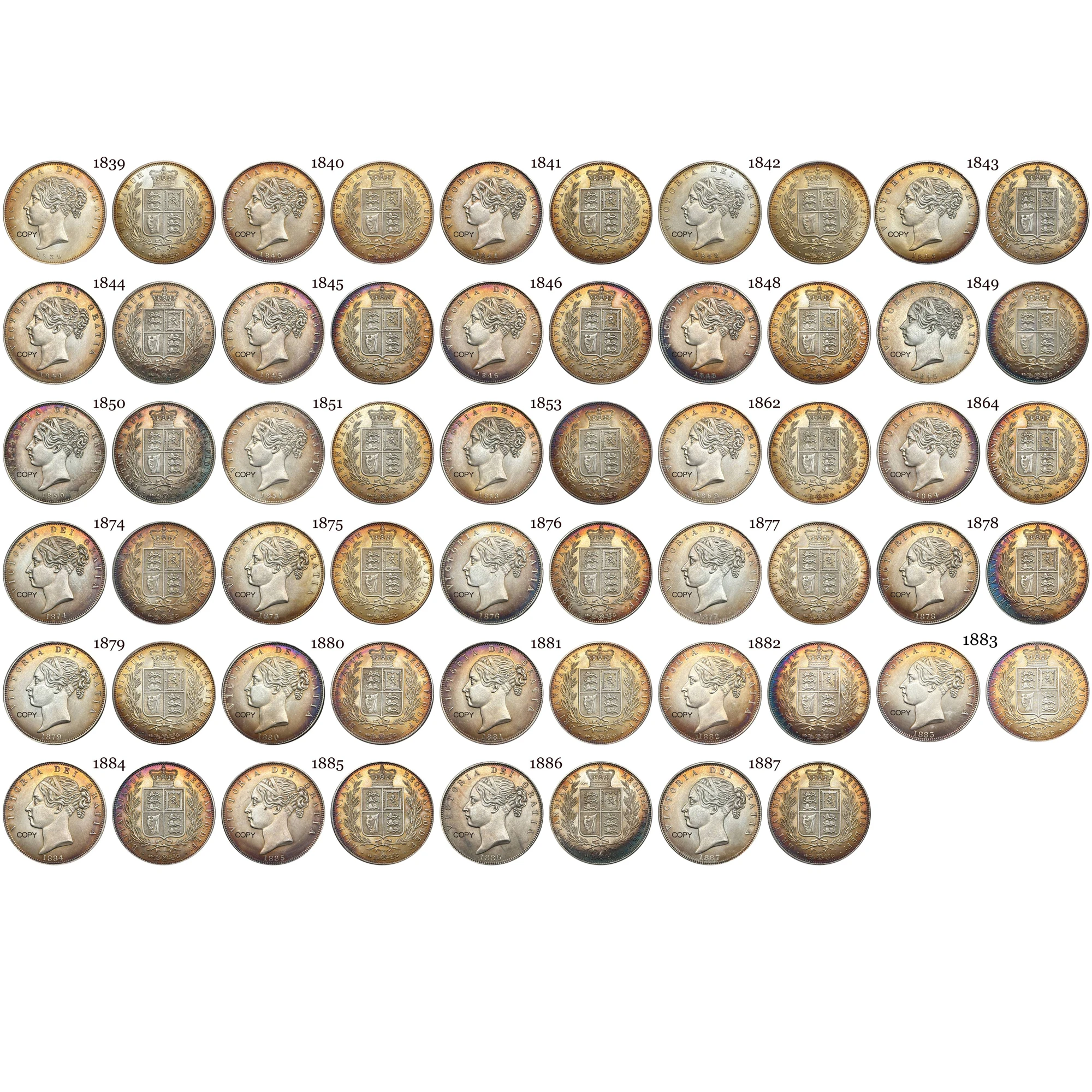 British Half Crown Coin Replica, 1840s-1850s 4 British Half Crown Coin Replica, 1840s-1850s - Image 4