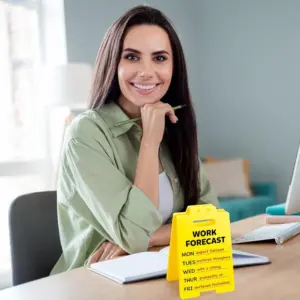 Bright Yellow Work Forecast Desk Sign 10 S876eb342a3734c22aa5a0f0de81c9577A