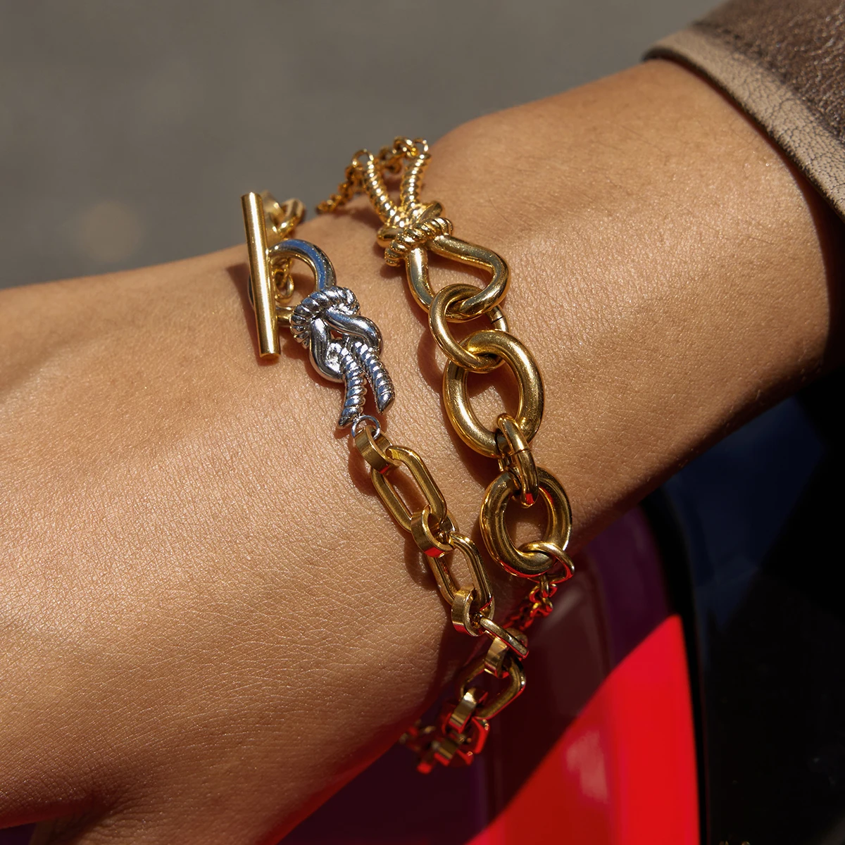 Stainless Steel Double Color Knot Bracelet 4 Stainless Steel Double Color Knot Bracelet - Image 4