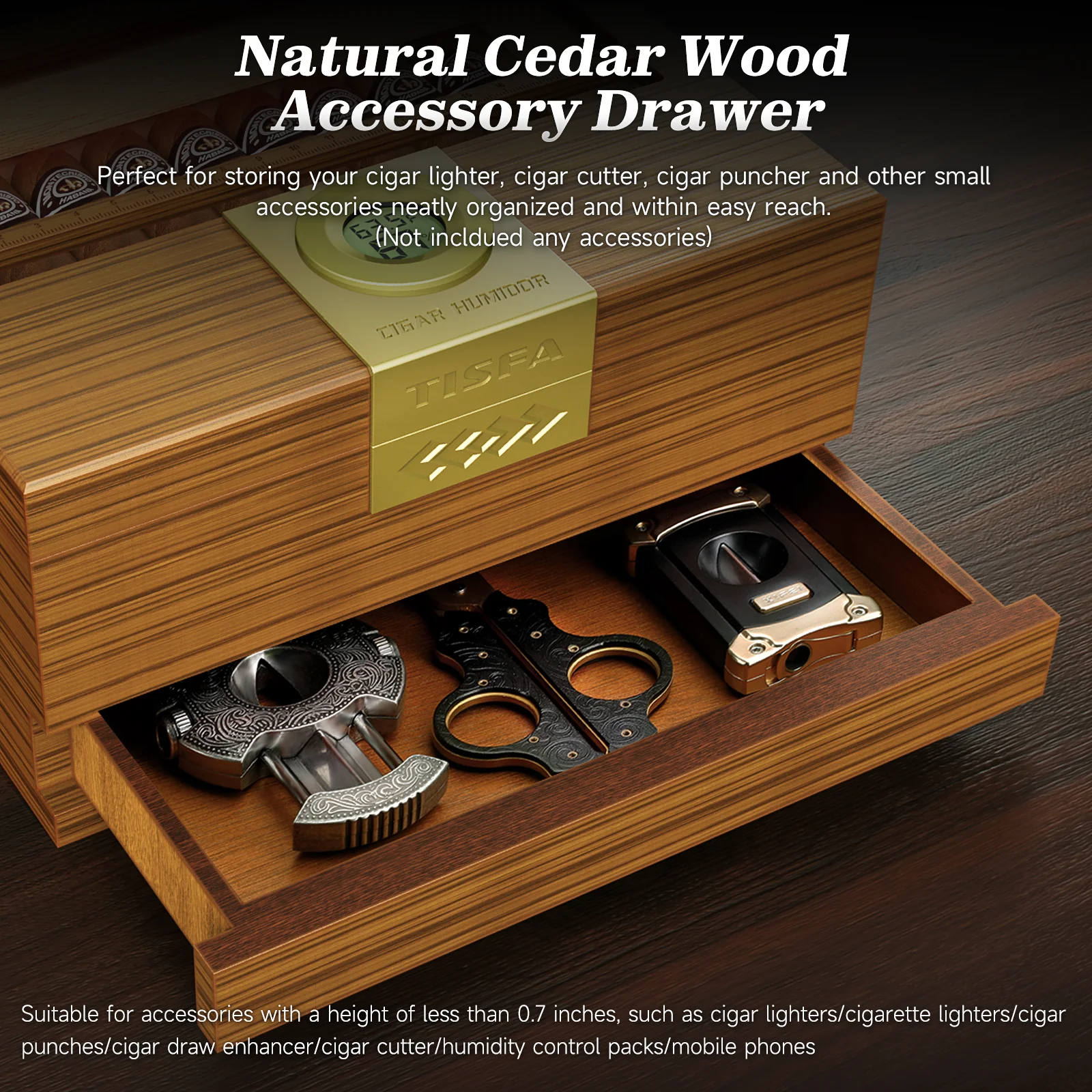 Elegant Cedar Wood Cigar Humidor with Digital Hygrometer 4 Elegant Cedar Wood Cigar Humidor with Digital Hygrometer - Image 4