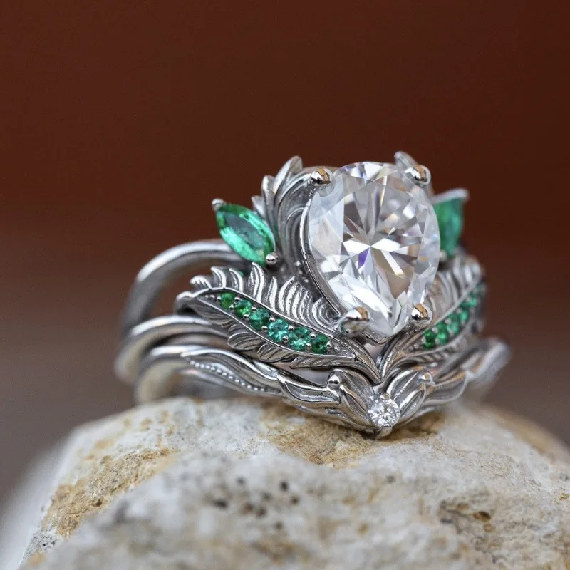 Silver Geometric Ring Set for Women 3 Silver Geometric Ring Set for Women - Image 3