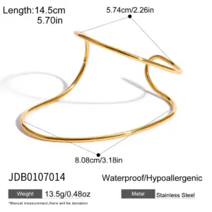 Gold Stainless Steel Geometric Bangle for Women 15 S87cc35ed0d9b46d689543b8154dc7c59R