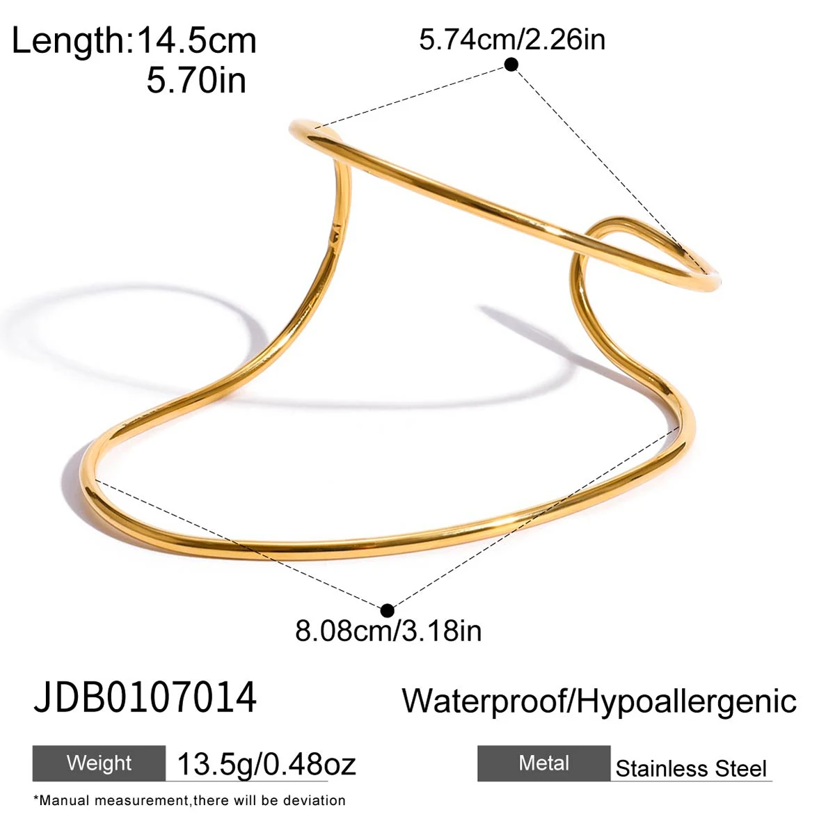 Gold Stainless Steel Geometric Bangle for Women 7 Gold Stainless Steel Geometric Bangle for Women - Image 7