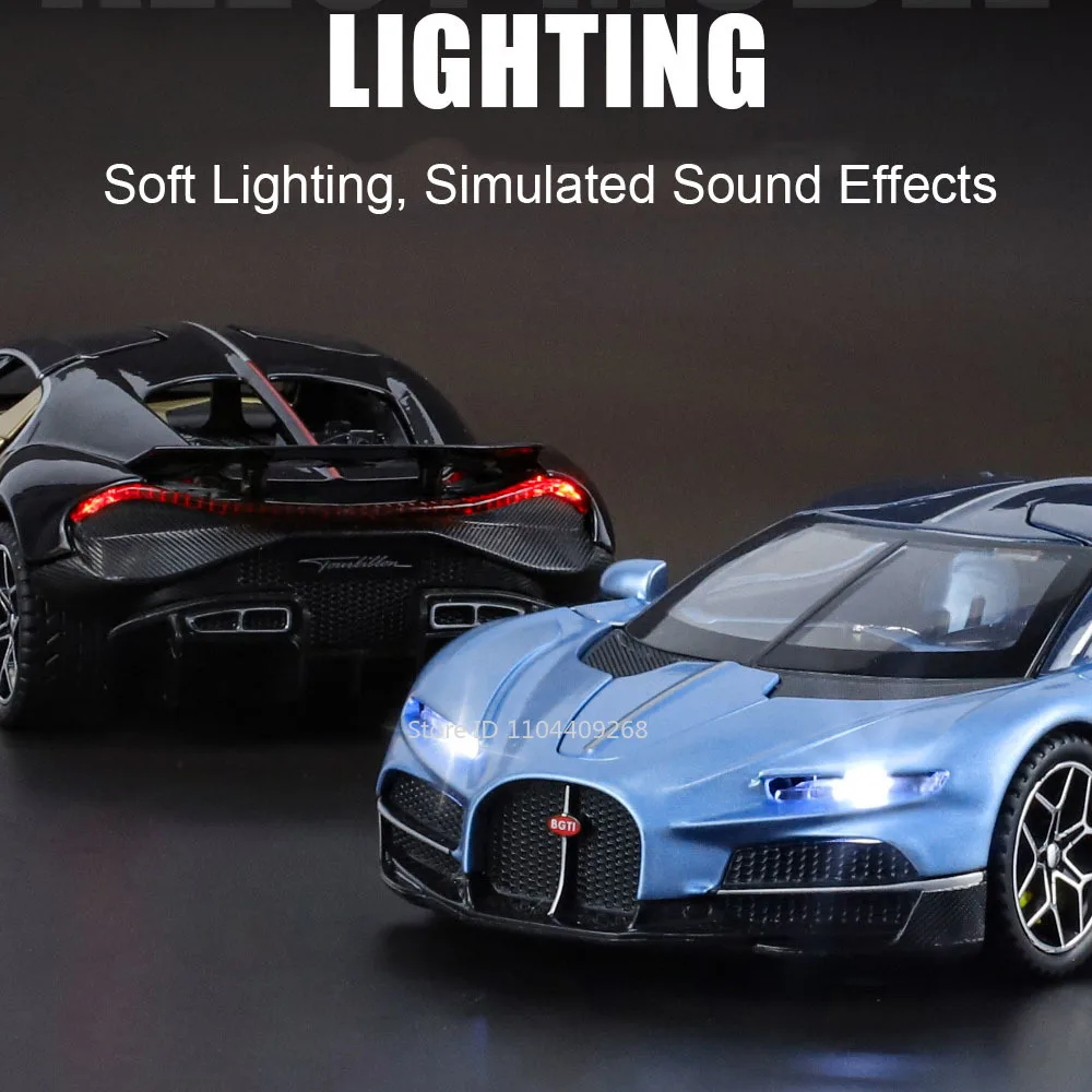 Blue Bugatti Chiron Diecast Model 1:32 Scale 6 Blue Bugatti Chiron Diecast Model 1:32 Scale - Image 6