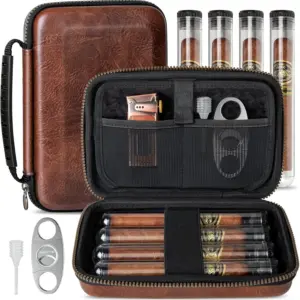 Black Leather Cigar Case with Accessories 13 S87fa8c2cdd594122b92d43dc5857d4bfc
