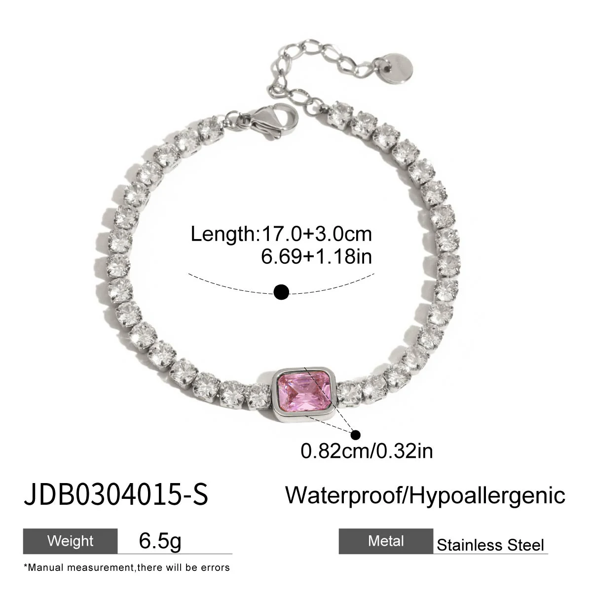 Stainless Steel Heart Bracelet Model JDB0204004-S 8 Stainless Steel Heart Bracelet Model JDB0204004-S - Image 8
