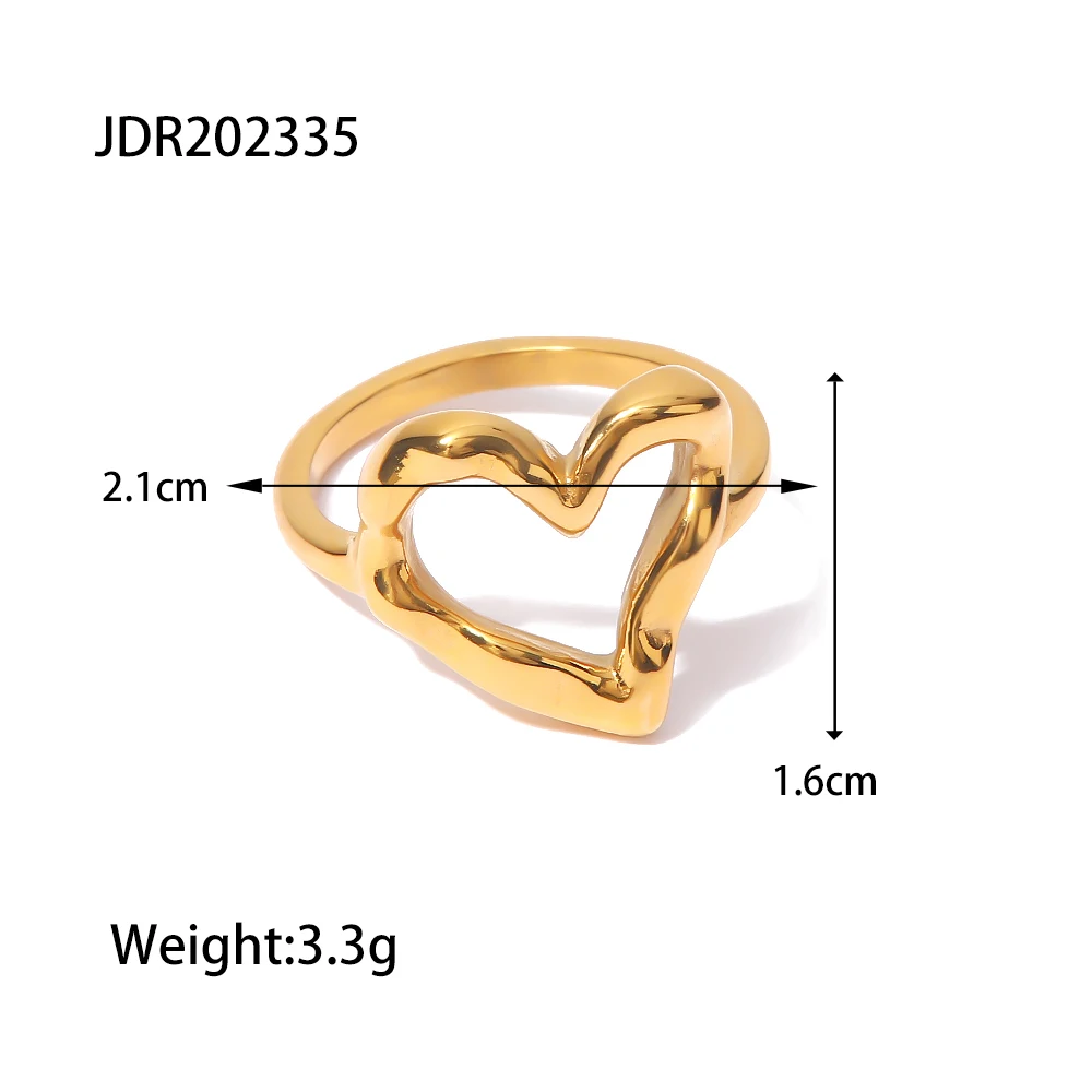 Gold-tone Stainless Steel Heart Ring for Women 7 Gold-tone Stainless Steel Heart Ring for Women - Image 7
