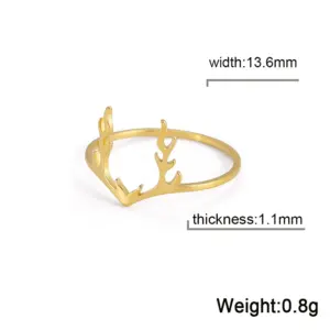 Elegant Elk Antlers Women's Ring in Gold or Steel 15 S8836e1e3fcf7415db5b0b3c341dc96549