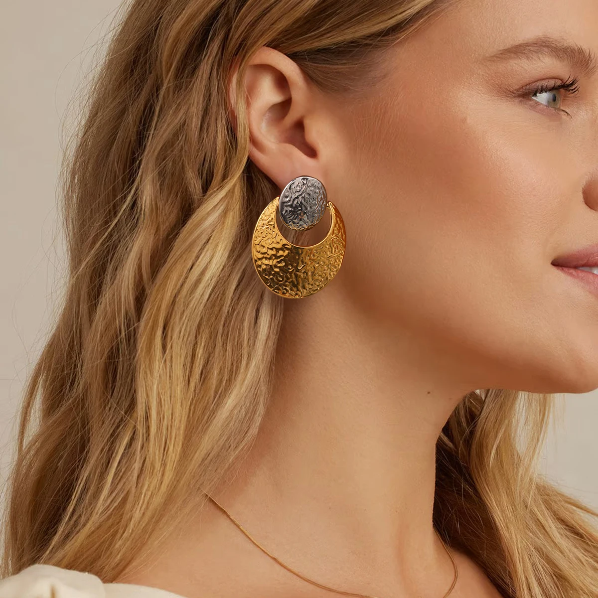 Vintage Gold & Gunmetal Stainless Steel Earrings 2 Vintage Gold & Gunmetal Stainless Steel Earrings - Image 2