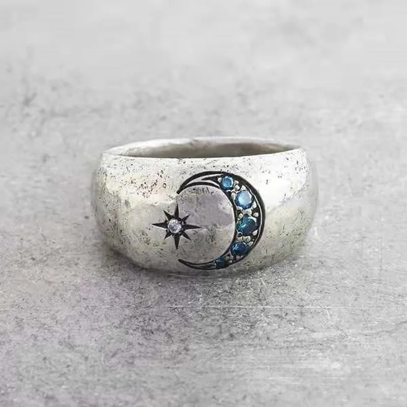 Celestial-Inspired Silver Ring with Zircon Accents 3 Celestial-Inspired Silver Ring with Zircon Accents - Image 3