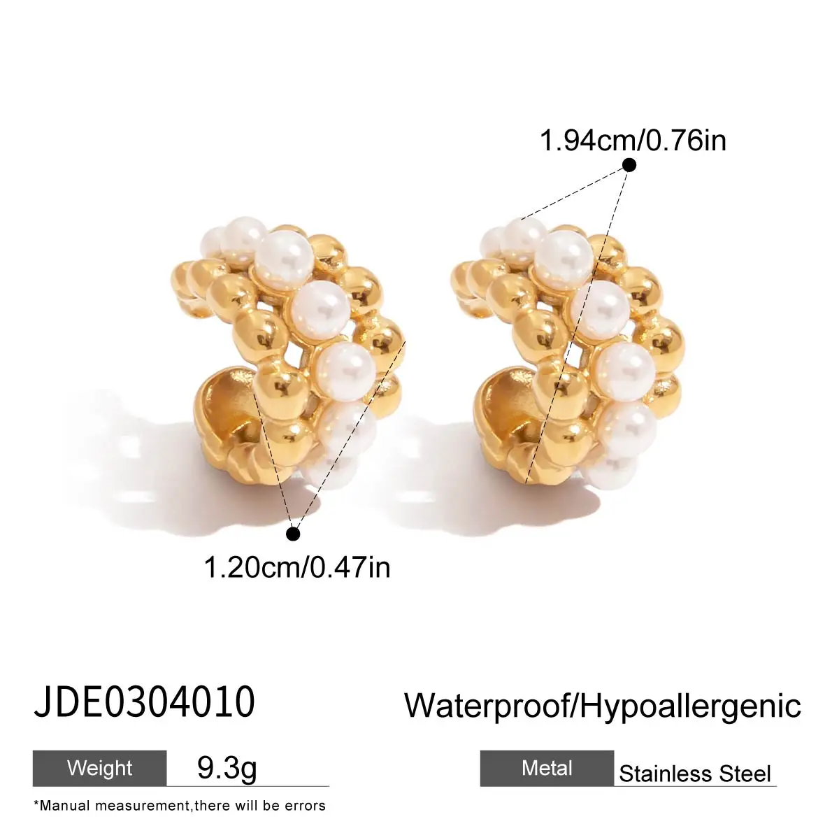Stainless Steel Clip-On Pearl Earrings Set 7 Stainless Steel Clip-On Pearl Earrings Set - Image 7