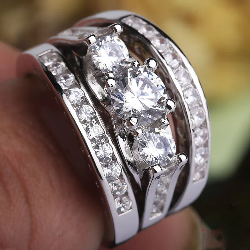 Sterling Silver Triple Band Ring Set for Women 5 Sterling Silver Triple Band Ring Set for Women - Image 5