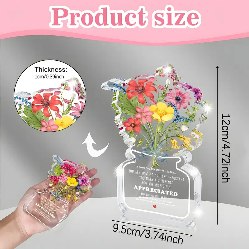 Motivational Acrylic Desk Decor with Floral Design 2 Motivational Acrylic Desk Decor with Floral Design - Image 2