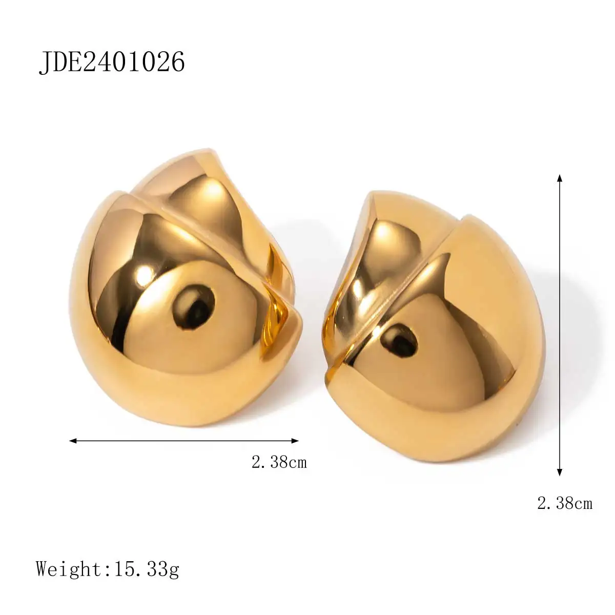 Gold Hazelnut Stainless Steel Earrings for Women 6 Gold Hazelnut Stainless Steel Earrings for Women - Image 6