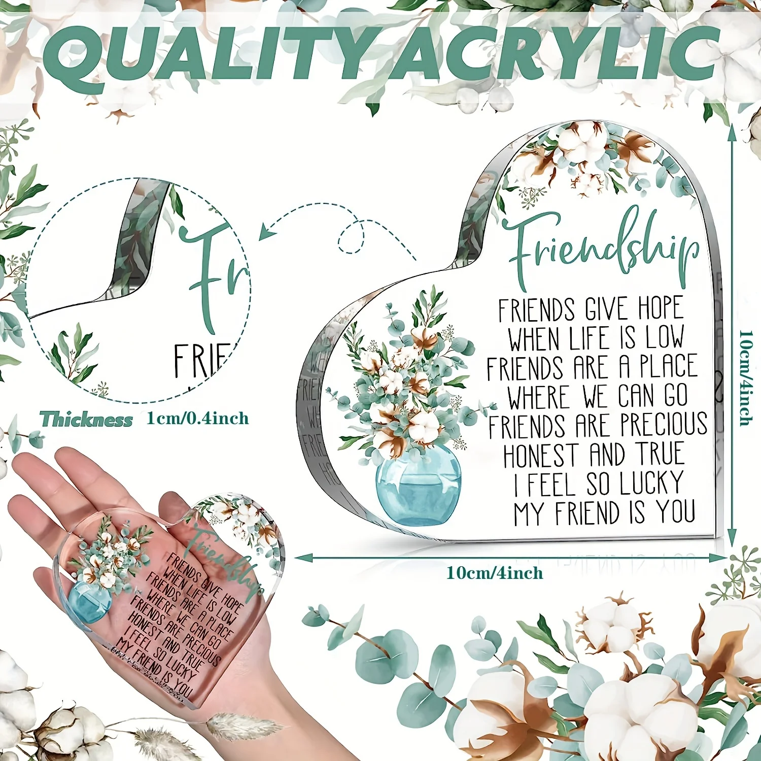 Friendship Acrylic Heart Ornament 3 Friendship Acrylic Heart Ornament - Image 3