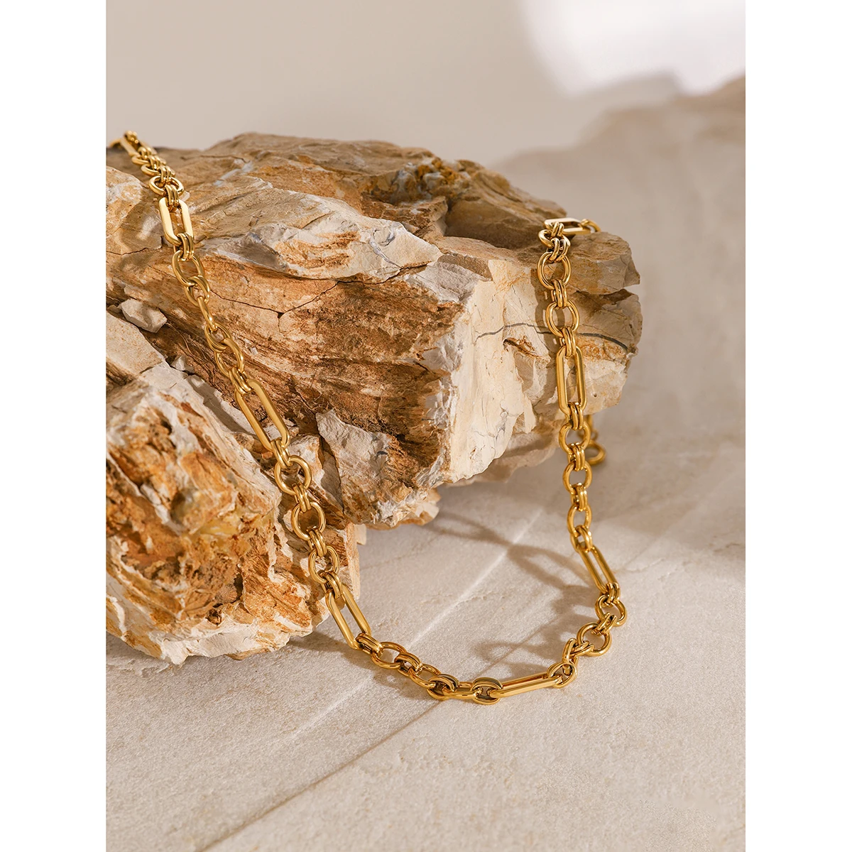 Geometric Stainless Steel Necklace with Gold-Tone Finish 5 Geometric Stainless Steel Necklace with Gold-Tone Finish - Image 5