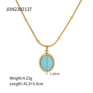 Blue Opal Necklace with Stainless Steel Chain 13 S89d14ca34d0b4324ac9c967f5774414eP