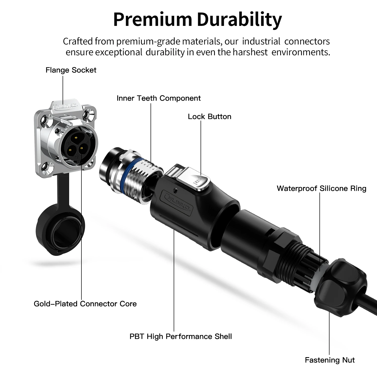 M16 Waterproof Power Cable Connector IP68 5 M16 Waterproof Power Cable Connector IP68 - Image 5