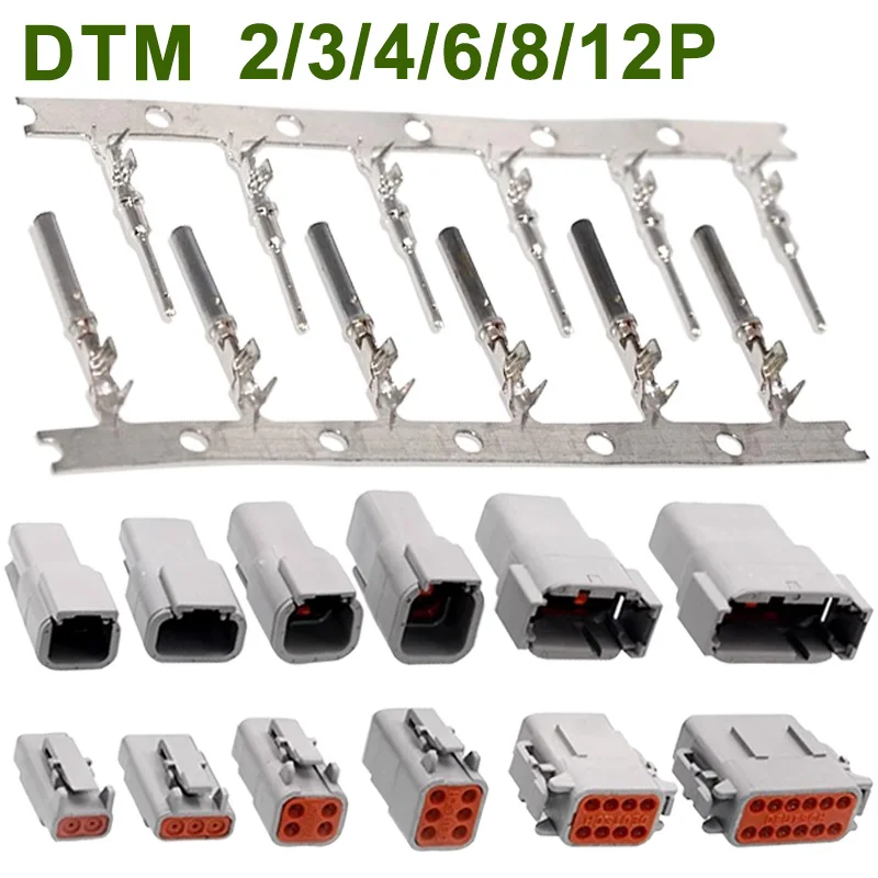 Waterproof Automotive DTM Connector 2-12 Pin Set 1 Waterproof Automotive DTM Connector 2-12 Pin Set