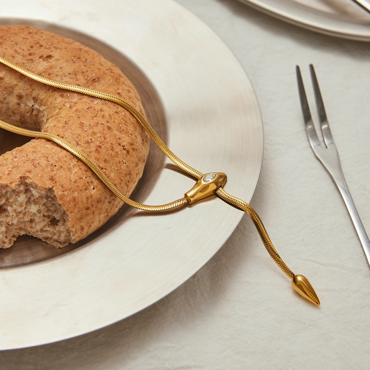 Gold Stainless Steel Snake Necklace for Men and Women 6 Gold Stainless Steel Snake Necklace for Men and Women - Image 6