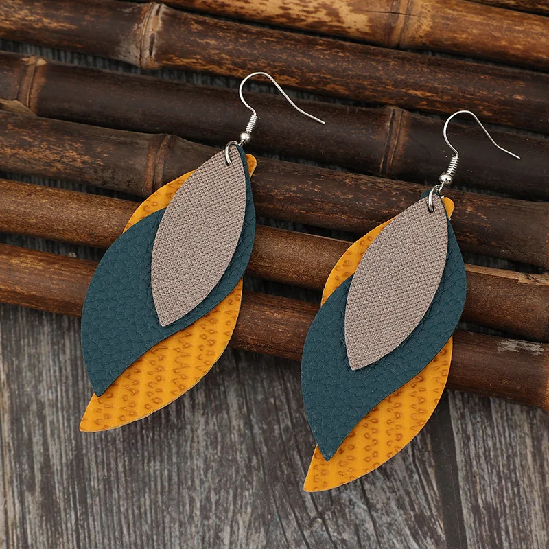 Vintage S-Shaped Leaf Dangle Earrings 2 Vintage S-Shaped Leaf Dangle Earrings - Image 2