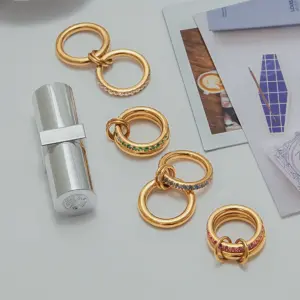 Women's Stainless Steel Zirconia Double-Layer Ring 15 S8a2fe1e789374688b9bcea13434cb1b2w