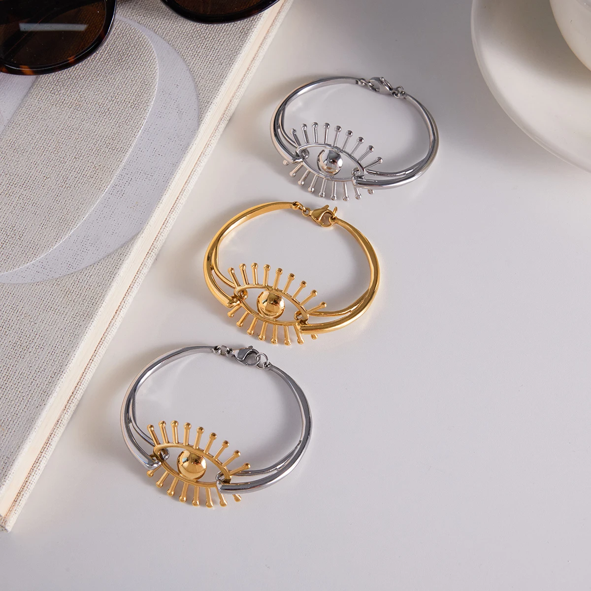 Stainless Steel Geometric Eye Bracelet for Women 5 Stainless Steel Geometric Eye Bracelet for Women - Image 5