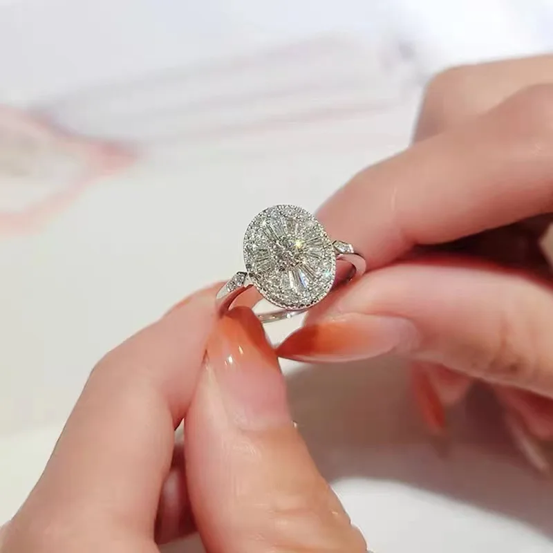 925 Sterling Silver Oval Zircon Wedding Ring 4 925 Sterling Silver Oval Zircon Wedding Ring - Image 4