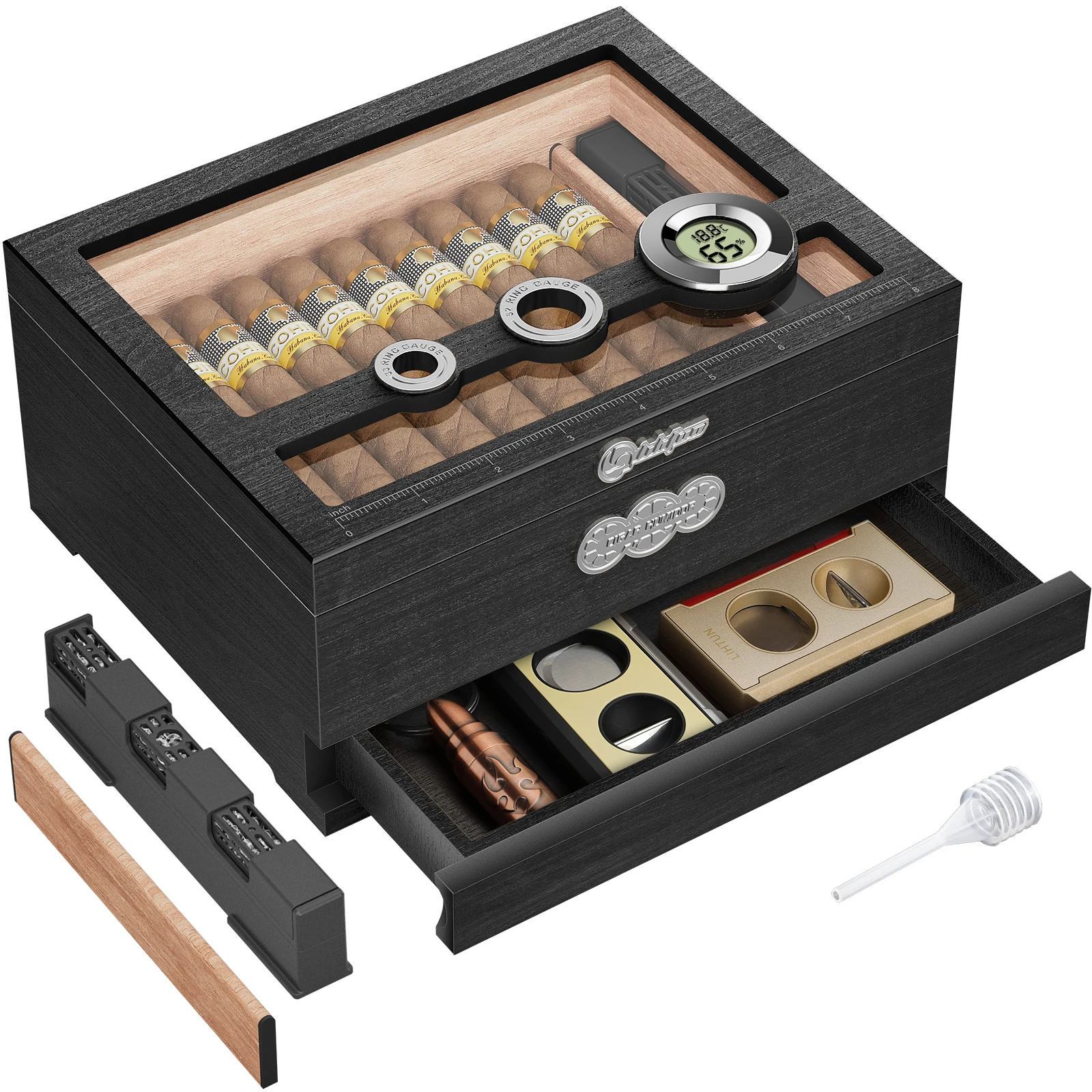 Elegant Dark Wood Cigar Humidor with Digital Hygrometer 7 Elegant Dark Wood Cigar Humidor with Digital Hygrometer - Image 7