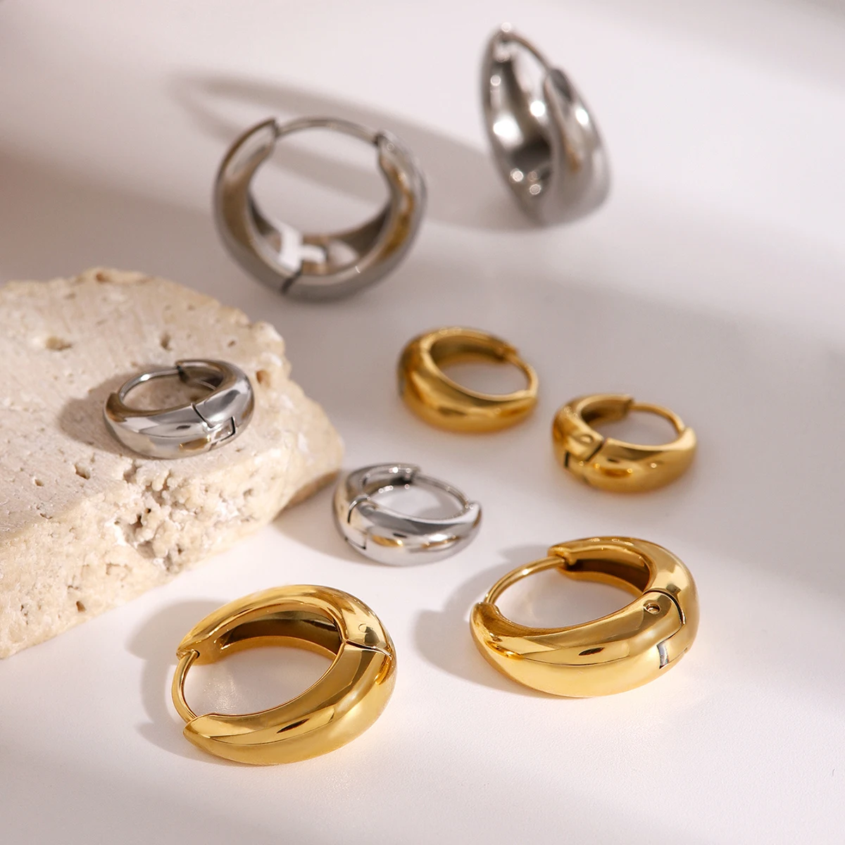 Stainless Steel Hoop Earrings 12mm & 18mm 2 Stainless Steel Hoop Earrings 12mm & 18mm - Image 2