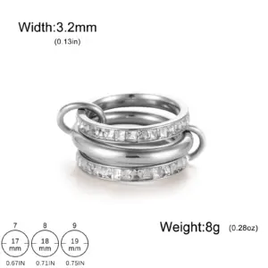 Multi-Layer Stainless Steel Women's Ring with Zircon Accents 17 S8aa98f280b8942d6809236c5077dd6def
